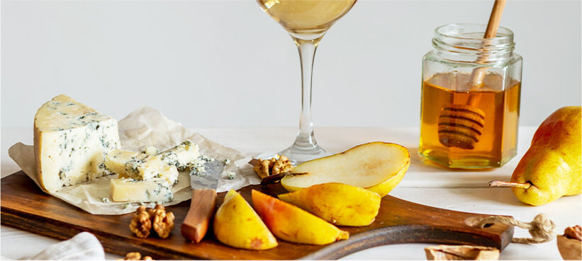 Small charcuterie spread with a honey pairing.